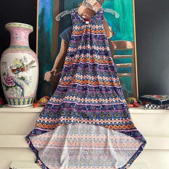Kiss Colorful Patterned High Low Dress M 10/12 - Picture 1 of 16